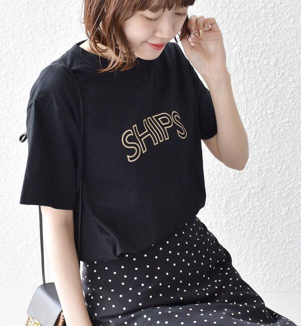 SHIPS for women「【WEB限定】 SHIPS ラウンド プリント ロゴ TEE」|Tシャツ・カットソー|
