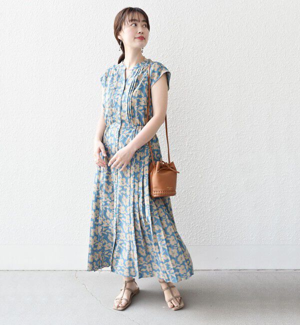 SHIPS for women「【WEB限定】〈洗濯機可能〉ドット 花柄 サイド プリーツ フレンチスリーブ ワンピース」|ワンピース|