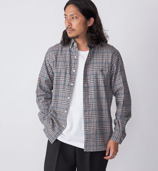 SHIPS「【WEB限定】SHIPS: MADE IN JAPAN ワンポイントロゴ 微起毛 ボタンダウンシャツ」|シャツ・ブラウス|ブラック