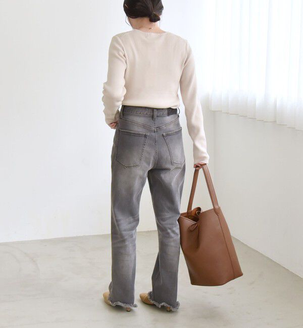 quaranciel「quaranciel:〈手洗い可能〉コットン リブ クルーネック ニット」|ニット・セーター|