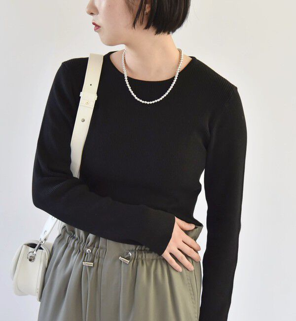 quaranciel「quaranciel:〈手洗い可能〉コットン リブ クルーネック ニット」|ニット・セーター|
