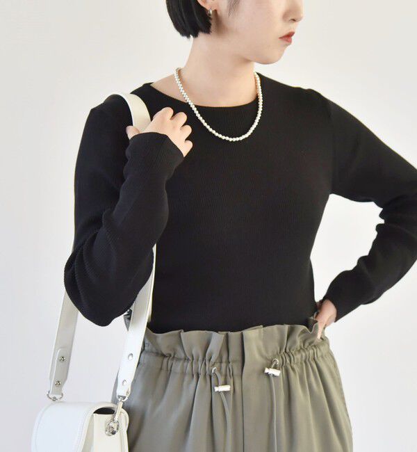 quaranciel「quaranciel:〈手洗い可能〉コットン リブ クルーネック ニット」|ニット・セーター|