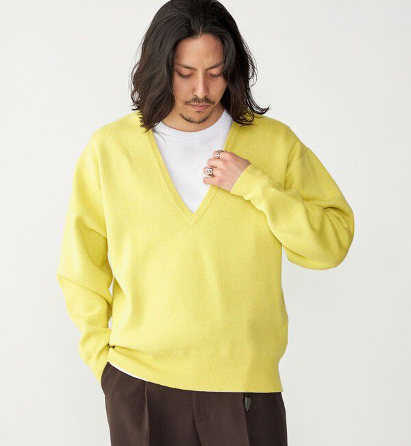 SHIPS「SHIPS: ダブルフェイス コットンカシミヤ Vネック 長袖 ニット」|ニット・セーター|