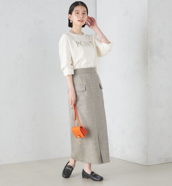 SHIPS for women「麻混 ストライプ 無地 ポケット タイト スカート ◇」|スカート|