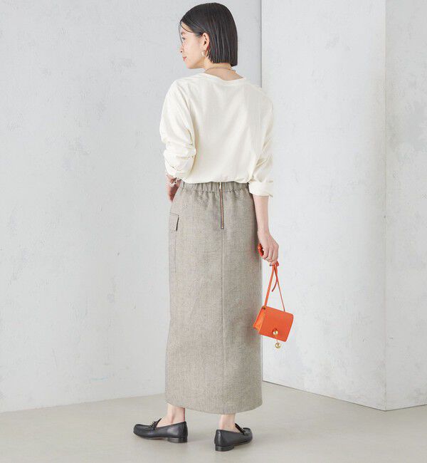 SHIPS for women「麻混 ストライプ 無地 ポケット タイト スカート ◇」|スカート|