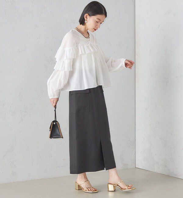 SHIPS for women「麻混 ストライプ 無地 ポケット タイト スカート ◇」|スカート|