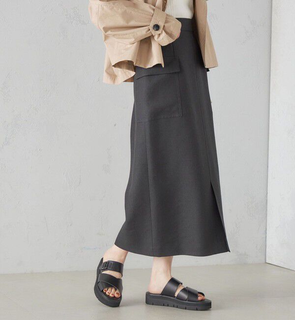 SHIPS for women「麻混 ストライプ 無地 ポケット タイト スカート ◇」|スカート|