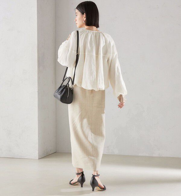 SHIPS for women「麻混 ストライプ 無地 ポケット タイト スカート ◇」|スカート|