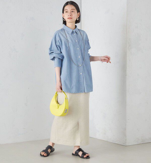 SHIPS for women「麻混 ストライプ 無地 ポケット タイト スカート ◇」|スカート|