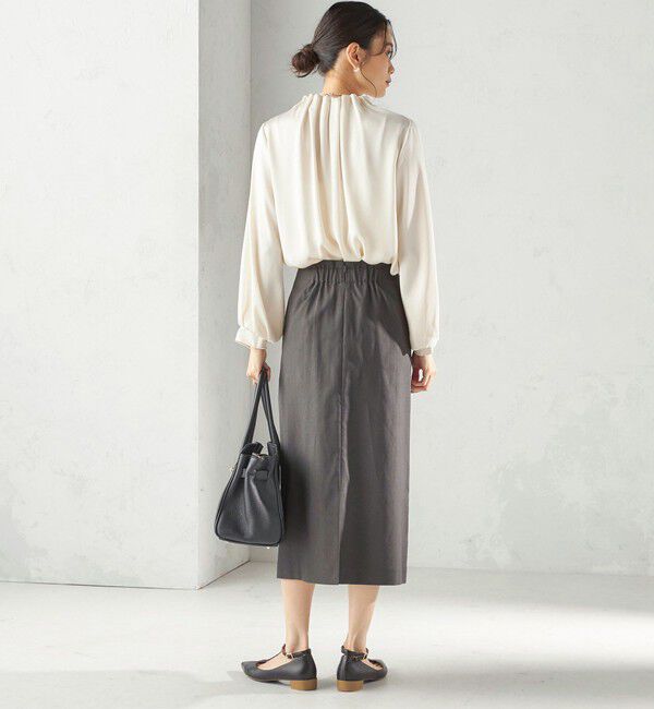 SHIPS for women「【一部WEB限定】〈手洗い可能〉ヴィンテージ サテン ネック ギャザー ブラウス」|シャツ・ブラウス|