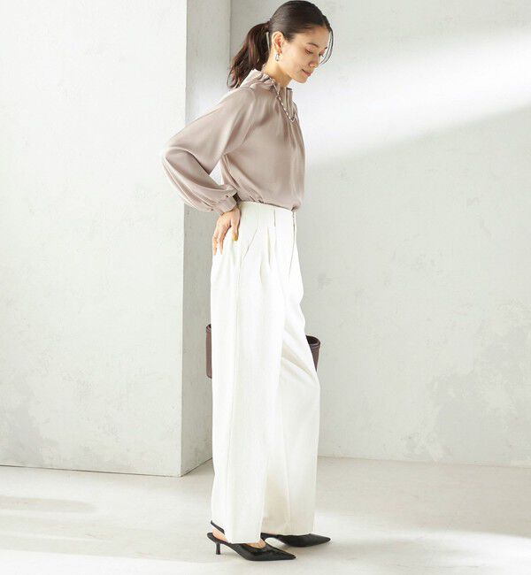 SHIPS for women「【一部WEB限定】〈手洗い可能〉ヴィンテージ サテン ネック ギャザー ブラウス」|シャツ・ブラウス|