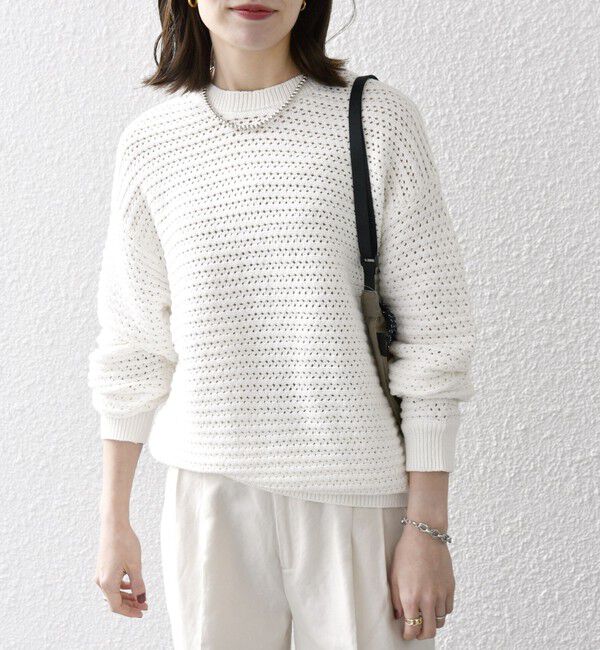 SHIPS any「SHIPS any: メッシュ ルーズ クルーネック ニット プルオーバー」|ニット・セーター|