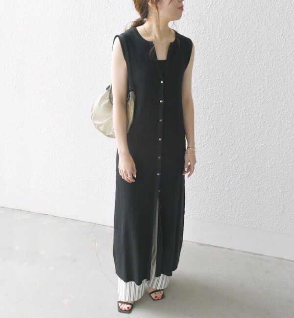 SHIPS any「SHIPS any:〈手洗い可能〉リブニット ロング ジレ ワンピース」|ワンピース|