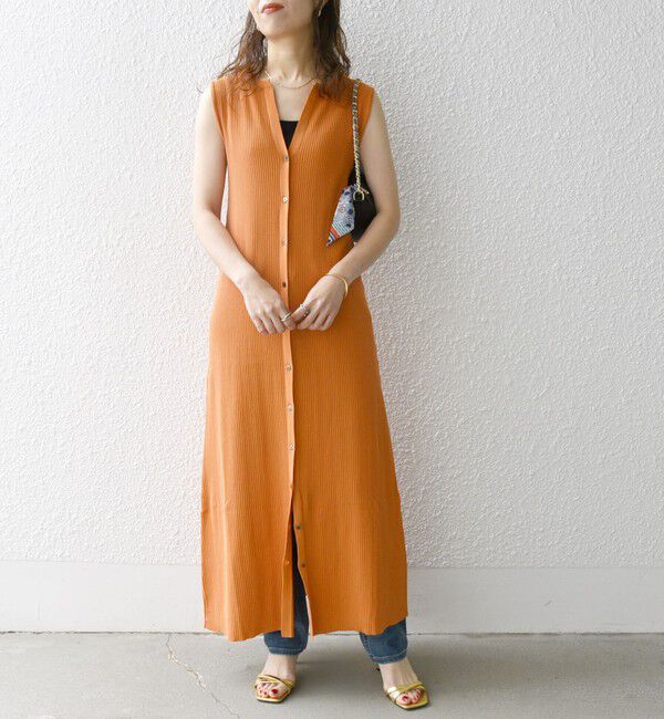 SHIPS any「SHIPS any:〈手洗い可能〉リブニット ロング ジレ ワンピース」|ワンピース|