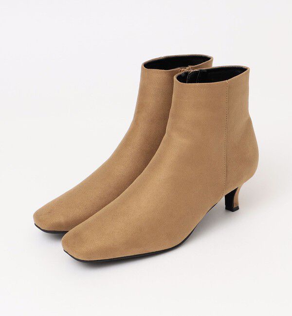 quaranciel「quaranciel: スクエアトゥ ローヒール ショート ブーツ」|ショートブーツ|