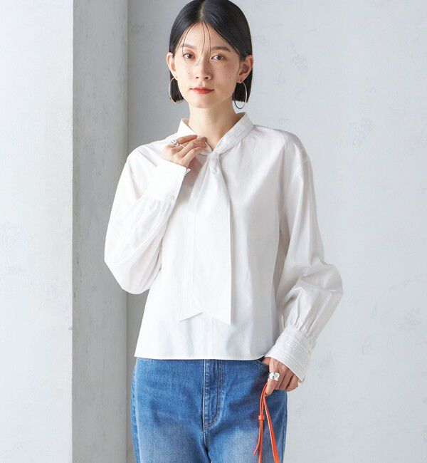 SHIPS for women「〈手洗い可能〉ブロード ボウタイ ブラウス」|シャツ・ブラウス|