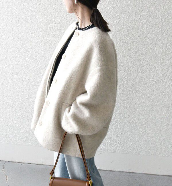 SHIPS any「《一部追加予約》SHIPS any: シャギー ノーカラー コクーン コート」|ノーカラーコート|