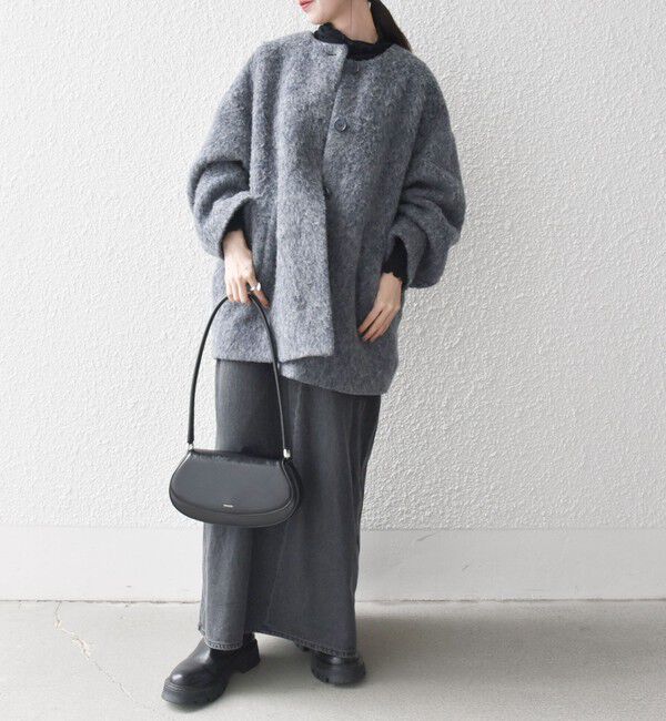 SHIPS any「《一部追加予約》SHIPS any: シャギー ノーカラー コクーン コート」|ノーカラーコート|