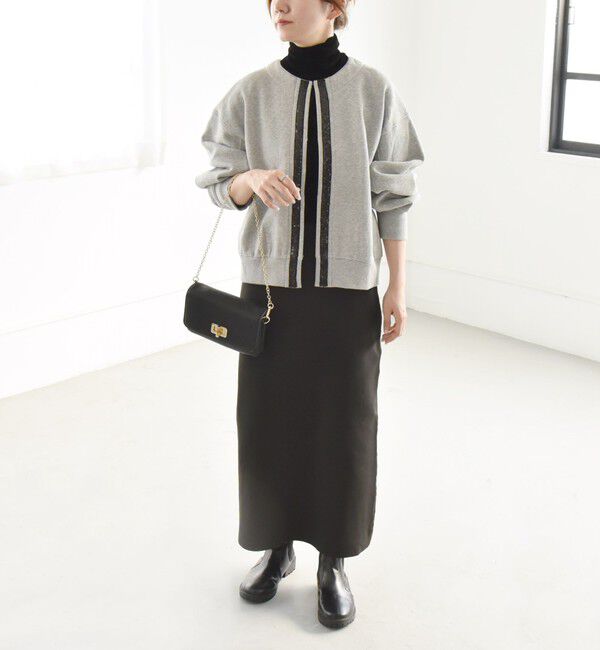 quaranciel「quaranciel:〈手洗い可能〉スパンコール テープ スウェット カーディガン」|カーディガン|