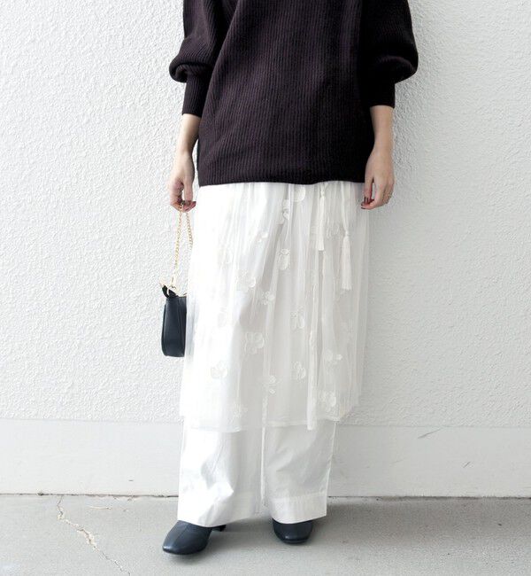 SHIPS any「bon_meur: フラワー ビーズ ラップスカート &times; ストレート パンツ セット」|その他|