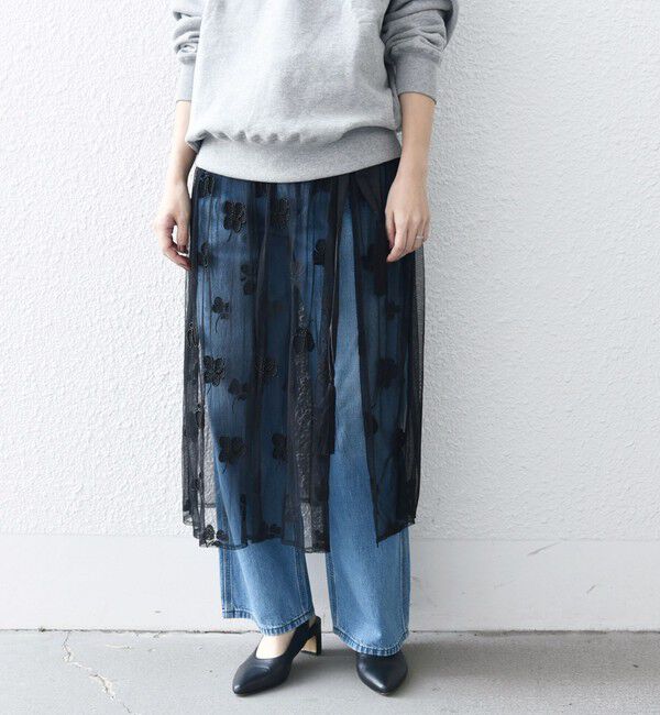 SHIPS any「bon_meur: フラワー ビーズ ラップスカート &times; ストレート パンツ セット」|その他|