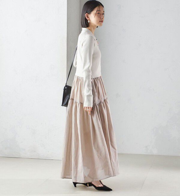 SHIPS for women「〈手洗い可能〉ポロ 衿 シアー ティアード ワンピース」|ワンピース|