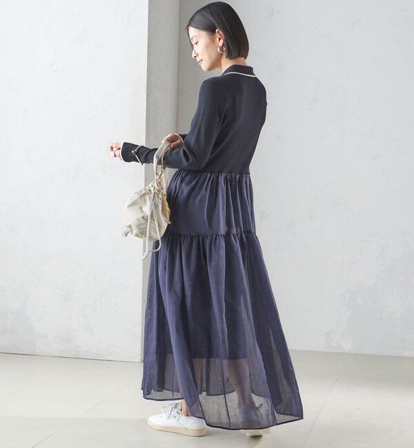 SHIPS for women「〈手洗い可能〉ポロ 衿 シアー ティアード ワンピース」|ワンピース|