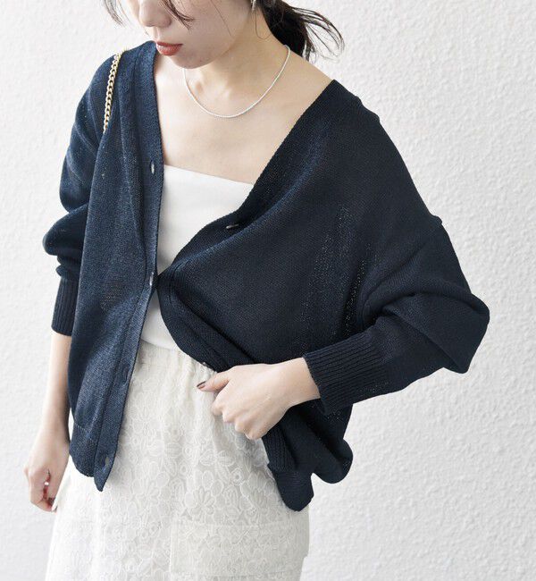 SHIPS any「SHIPS any:〈手洗い可能〉バルキー シアー Vネック ニット カーディガン」|カーディガン|