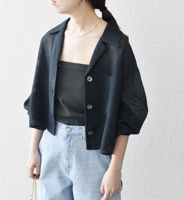 SHIPS any「SHIPS any:〈手洗い可能〉メッシュ オープンカラー ジャケット シャツ」|シャツ・ブラウス|