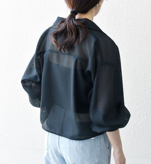 SHIPS any「SHIPS any:〈手洗い可能〉メッシュ オープンカラー ジャケット シャツ」|シャツ・ブラウス|