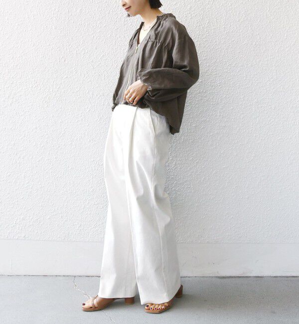 SHIPS for women「〈手洗い可能〉バック ギャザー リネン ジップ ブルゾン」|ブルゾン・スタジャン|