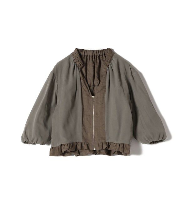 SHIPS for women「〈手洗い可能〉バック ギャザー リネン ジップ ブルゾン」|ブルゾン・スタジャン|