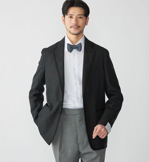 SHIPS「【SHIPS別注】CARUSO: リネン パイピング ジャケット」|テーラードジャケット|ブラック