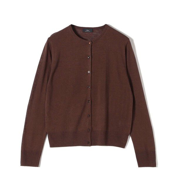SHIPS for women「SHIPS Primary Navy Label:シルク リネン ハイ ボタン カーディガン」|カーディガン|ブラウン