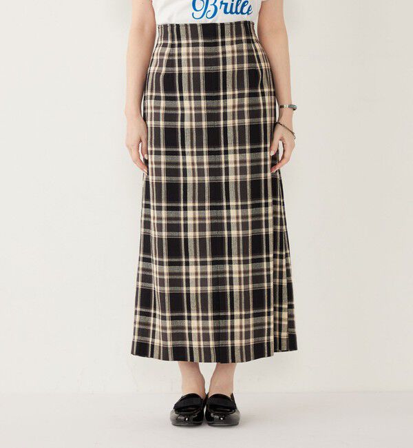 SHIPS Colors 「SHIPS Colors:〈手洗い可能〉カラミ チェック フロントスリット スカート」|タイト|