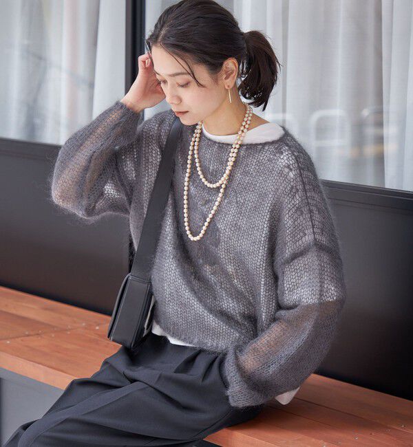 SHIPS for women「モヘヤ メッシュ プルオーバー」|ニット・セーター|ダークグレー