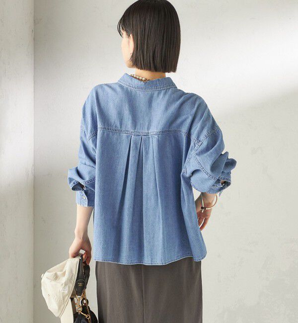 SHIPS for women「《一部追加予約》〈洗濯機可能〉ライトオンス デニム ショート シャツ」|シャツ・ブラウス|