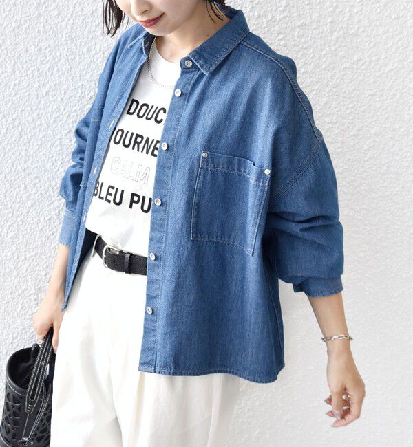 SHIPS for women「《一部追加予約》〈洗濯機可能〉ライトオンス デニム ショート シャツ」|シャツ・ブラウス|