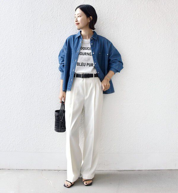 SHIPS for women「《一部追加予約》〈洗濯機可能〉ライトオンス デニム ショート シャツ」|シャツ・ブラウス|