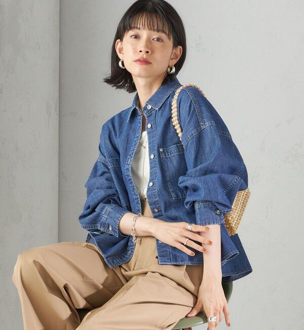 SHIPS for women「《一部追加予約》〈洗濯機可能〉ライトオンス デニム ショート シャツ」|シャツ・ブラウス|