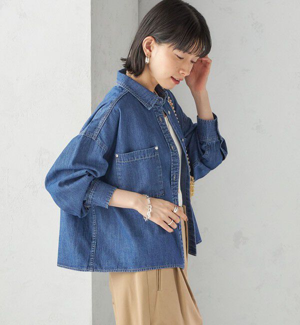SHIPS for women「《一部追加予約》〈洗濯機可能〉ライトオンス デニム ショート シャツ」|シャツ・ブラウス|