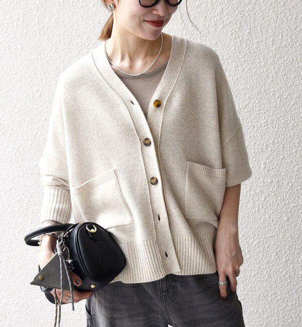 SHIPS any「SHIPS any:〈手洗い可能〉AQUA カシミヤ ミックス Vネック カーディガン」|カーディガン|