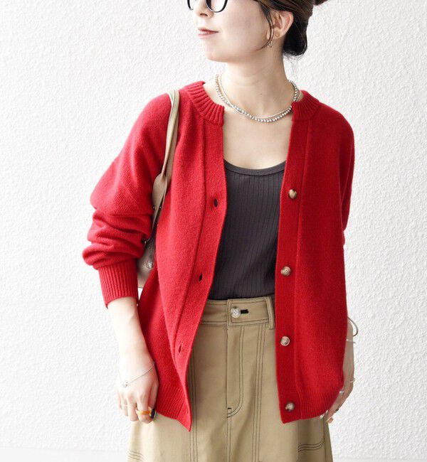 SHIPS any「SHIPS any:〈手洗い可能〉AQUA カシミヤ ミックス スキッパー カーディガン」|カーディガン|