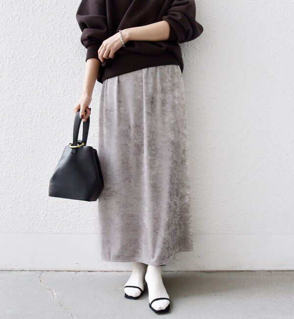 SHIPS for women「〈手洗い可能〉スノー クラッシュ ポリエステル ベロア ウエスト ゴム スカート」|スカート|