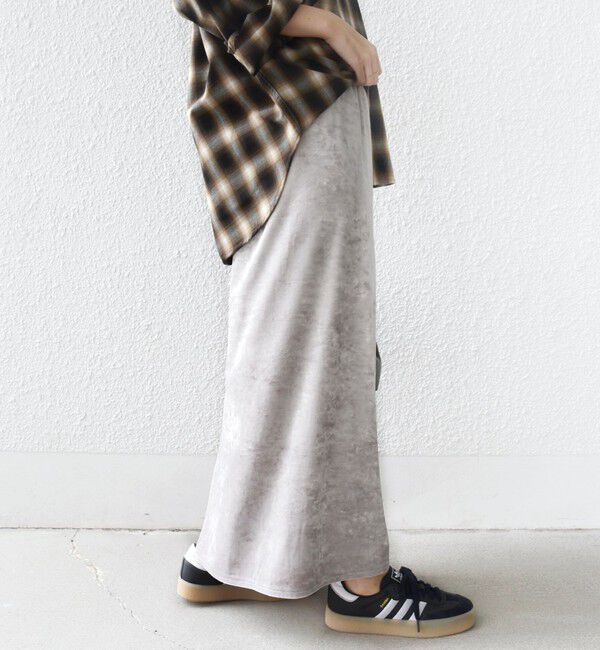 SHIPS for women「〈手洗い可能〉スノー クラッシュ ポリエステル ベロア ウエスト ゴム スカート」|スカート|