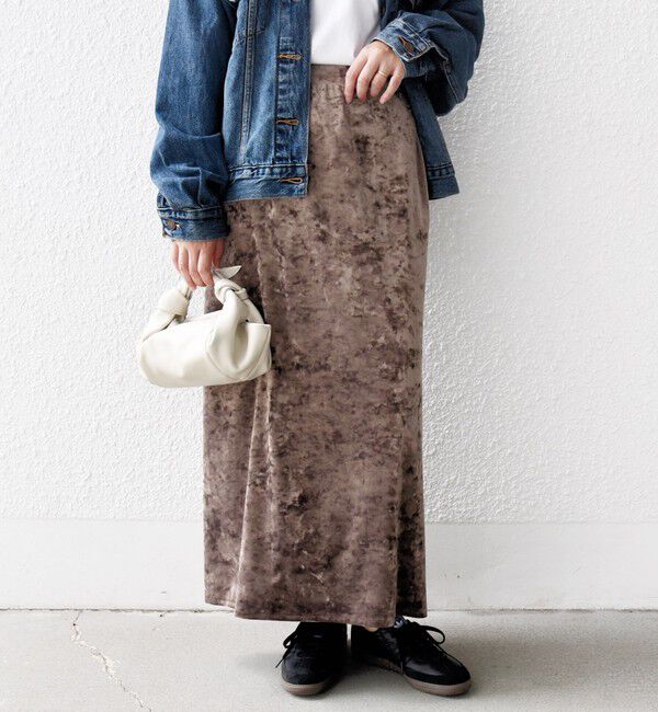 SHIPS for women「〈手洗い可能〉スノー クラッシュ ポリエステル ベロア ウエスト ゴム スカート」|スカート|
