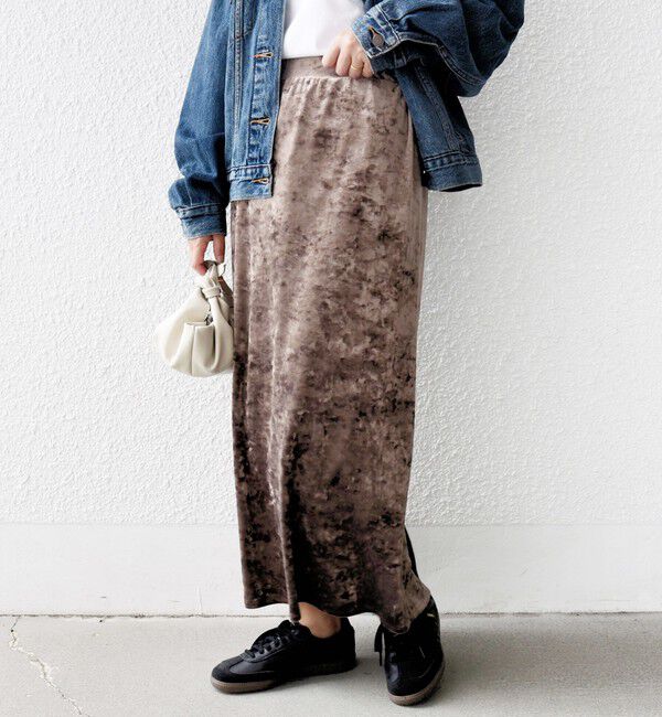 SHIPS for women「〈手洗い可能〉スノー クラッシュ ポリエステル ベロア ウエスト ゴム スカート」|スカート|