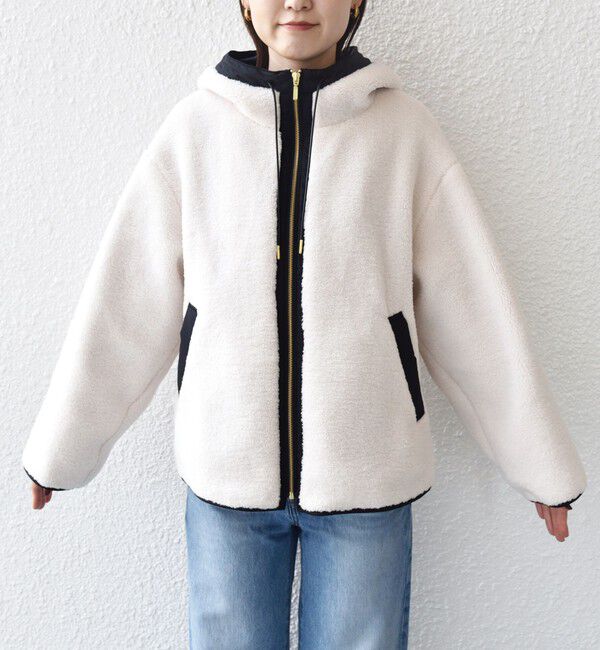 SHIPS for women「【WEB限定】ボア 配色 フード ブルゾン」|ブルゾン・スタジャン|