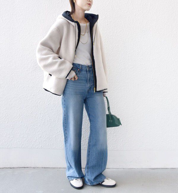 SHIPS for women「【WEB限定】ボア 配色 フード ブルゾン」|ブルゾン・スタジャン|