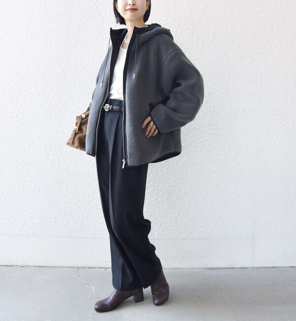 SHIPS for women「【WEB限定】ボア 配色 フード ブルゾン」|ブルゾン・スタジャン|